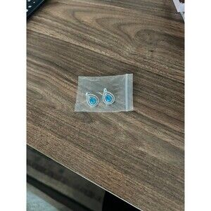 Silver Color Tear Drop Aqua Blue Stone White Stones Formal earrings prom pageant